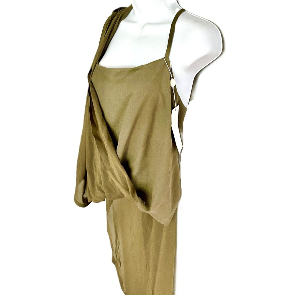 Maison Martin Margiela Silk Draped Asymmetric Top w/Long Train Sheer IT44 - Picture 4 of 12